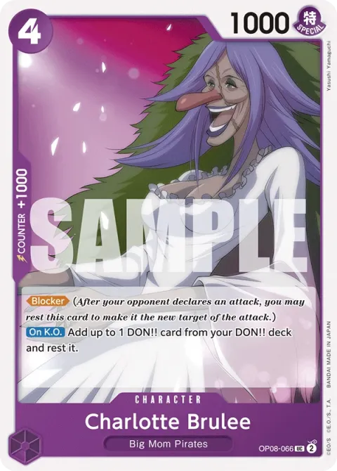 Carte One Piece Charlotte Brulee OP08-066, extension Two Legends (sortie anglaise)