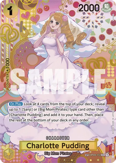 Carte One Piece Charlotte Pudding OP03-112 · parallèle 4, extension Two Legends (sortie anglaise)