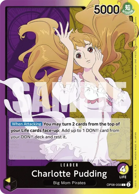 Carte One Piece Charlotte Pudding OP08-058, extension Two Legends (sortie anglaise)