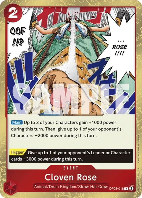Carte One Piece Cloven Rose OP08-018, extension Two Legends (sortie anglaise)