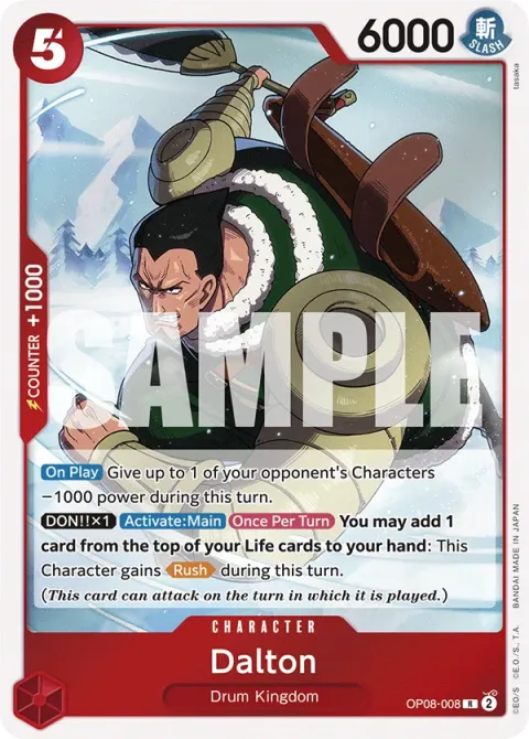 Carte One Piece Dalton OP08-008, extension Two Legends (sortie anglaise)