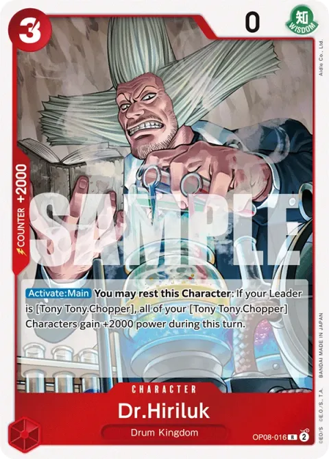 Carte One Piece Dr.Hiriluk OP08-016, extension Two Legends (sortie anglaise)