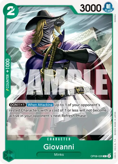 Carte One Piece Giovanni OP08-026, extension Two Legends (sortie anglaise)