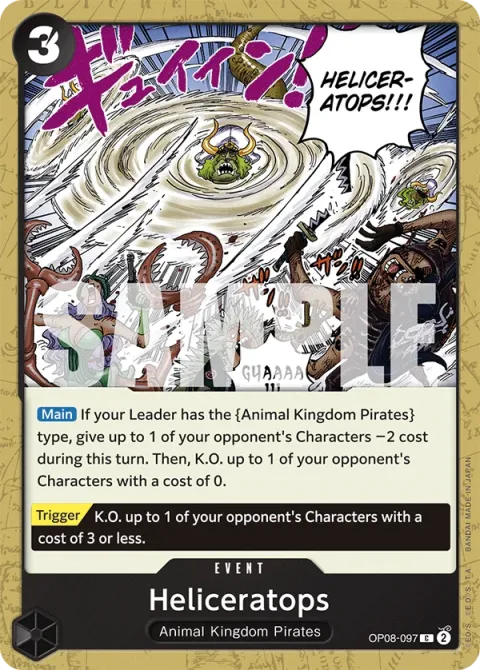 Carte One Piece Heliceratops OP08-097, extension Two Legends (sortie anglaise)