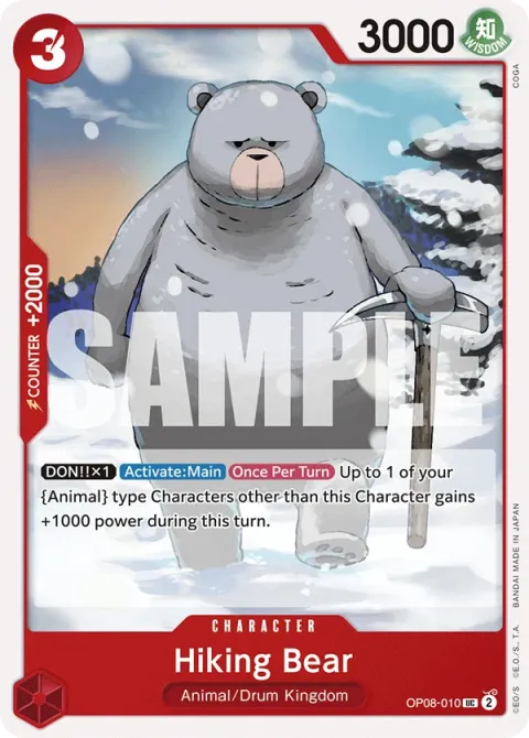 Carte One Piece Hiking Bear OP08-010, extension Two Legends (sortie anglaise)