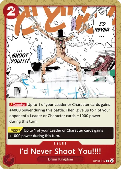 Carte One Piece I’d Never Shoot You!!!! OP08-017, extension Two Legends (sortie anglaise)