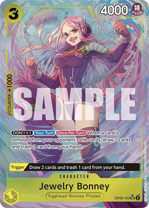 Carte One Piece Jewelry Bonney OP08-105 · parallèle, extension Two Legends (sortie anglaise)
