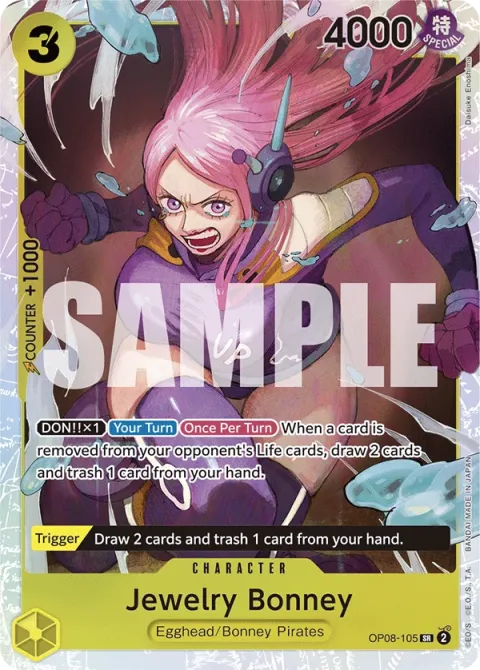Carte One Piece Jewelry Bonney OP08-105, extension Two Legends (sortie anglaise)