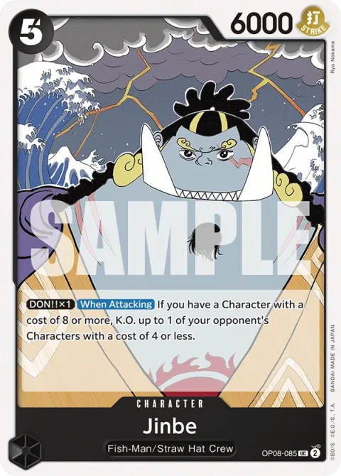 Carte One Piece Jinbe OP08-085, extension Two Legends (sortie anglaise)
