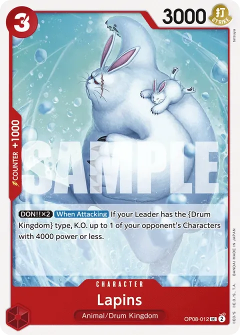 Carte One Piece Lapins OP08-012, extension Two Legends (sortie anglaise)