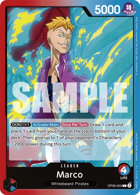 Carte One Piece Marco OP08-002, extension Two Legends (sortie anglaise)