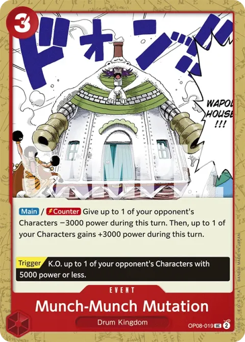 Carte One Piece Munch-Munch Mutation OP08-019, extension Two Legends (sortie anglaise)