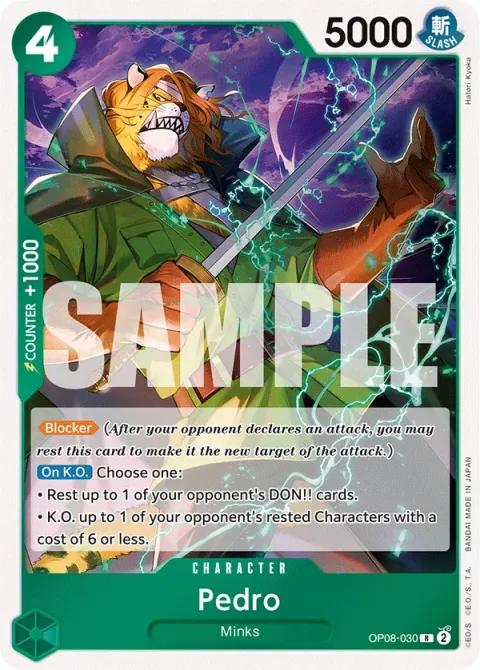 Carte One Piece Pedro OP08-030, extension Two Legends (sortie anglaise)