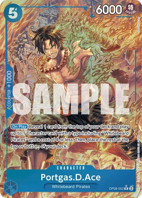 Carte One Piece Portgas.D.Ace OP08-052 · parallèle, extension Two Legends (sortie anglaise)
