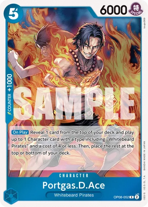 Carte One Piece Portgas.D.Ace OP08-052, extension Two Legends (sortie anglaise)