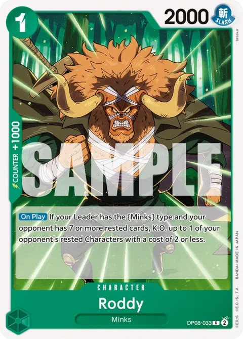 Carte One Piece Roddy OP08-033, extension Two Legends (sortie anglaise)