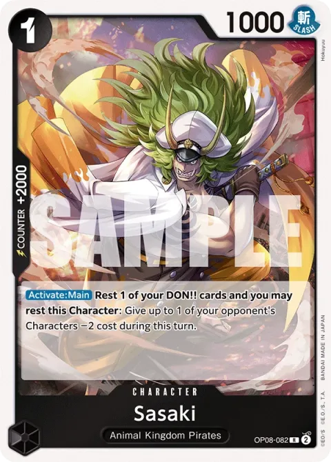 Carte One Piece Sasaki OP08-082, extension Two Legends (sortie anglaise)