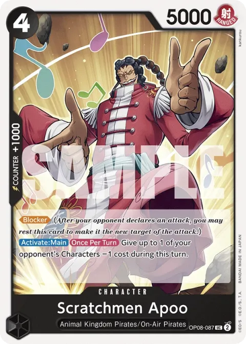 Carte One Piece Scratchmen Apoo OP08-087, extension Two Legends (sortie anglaise)