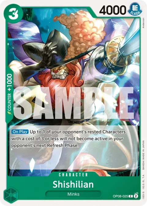 Carte One Piece Shishilian OP08-025, extension Two Legends (sortie anglaise)