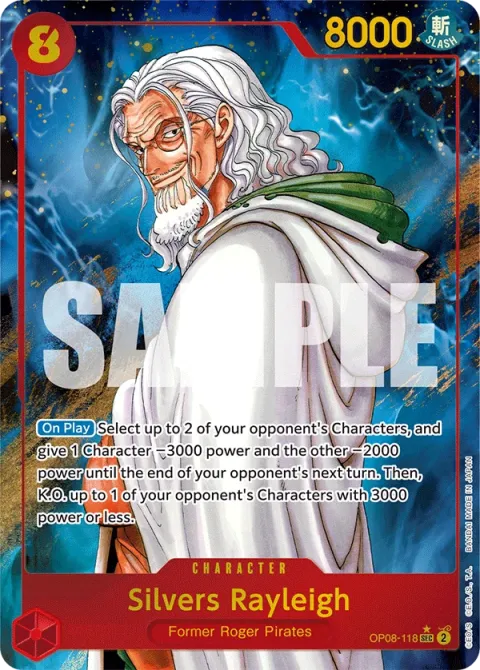 Carte One Piece Silvers Rayleigh OP08-118 · parallèle, extension Two Legends (sortie anglaise)
