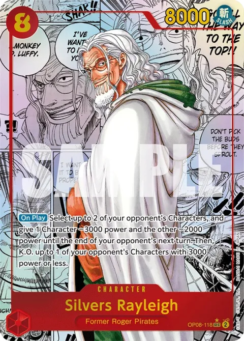 Carte One Piece Silvers Rayleigh OP08-118 · parallèle 2, extension Two Legends (sortie anglaise)