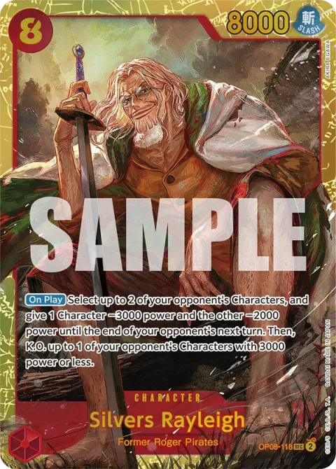 Carte One Piece Silvers Rayleigh OP08-118, extension Two Legends (sortie anglaise)