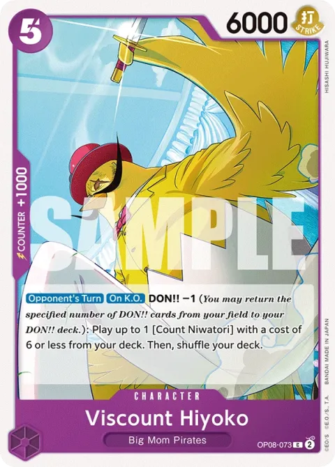 Carte One Piece Viscount Hiyoko OP08-073, extension Two Legends (sortie anglaise)