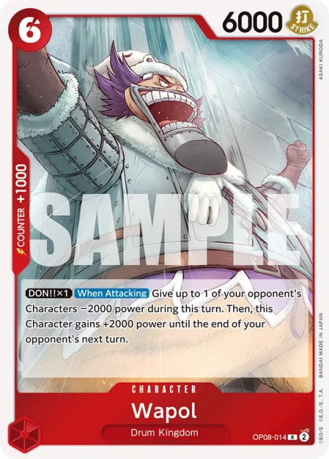 Carte One Piece Wapol OP08-014, extension Two Legends (sortie anglaise)