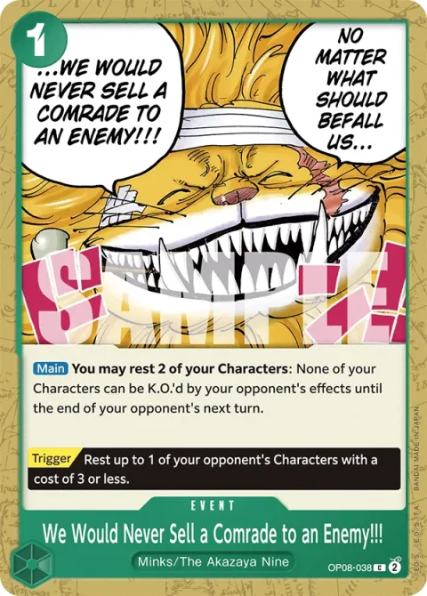 Carte One Piece We Would Never Sell a Comrade to an Enemy!!! OP08-038, extension Two Legends (sortie anglaise)