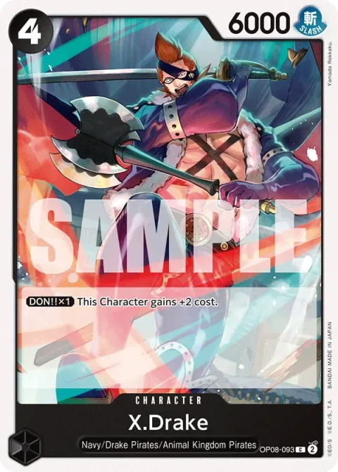 Carte One Piece X.Drake OP08-093, extension Two Legends (sortie anglaise)