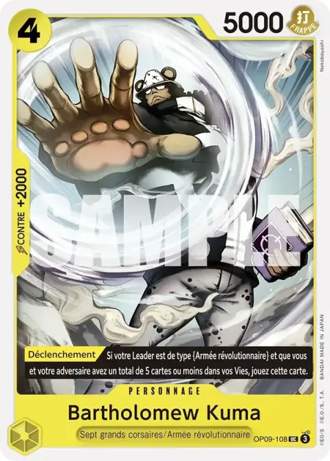 Carte One Piece Bartholomew Kuma OP09-108, extension Les nouveaux empereurs