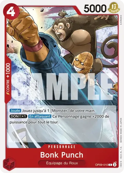 Carte One Piece Bonk Punch OP09-010, extension Les nouveaux empereurs