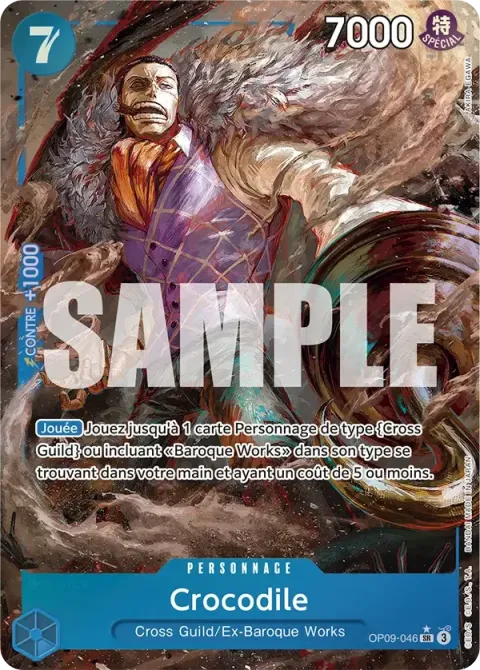 Carte One Piece Crocodile OP09-046 · parallèle, extension Les nouveaux empereurs