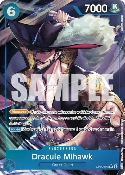 Carte One Piece Dracule Mihawk OP09-048 · parallèle, extension Les nouveaux empereurs