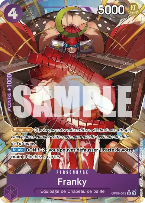 Carte One Piece Franky OP09-072 · parallèle, extension Les nouveaux empereurs