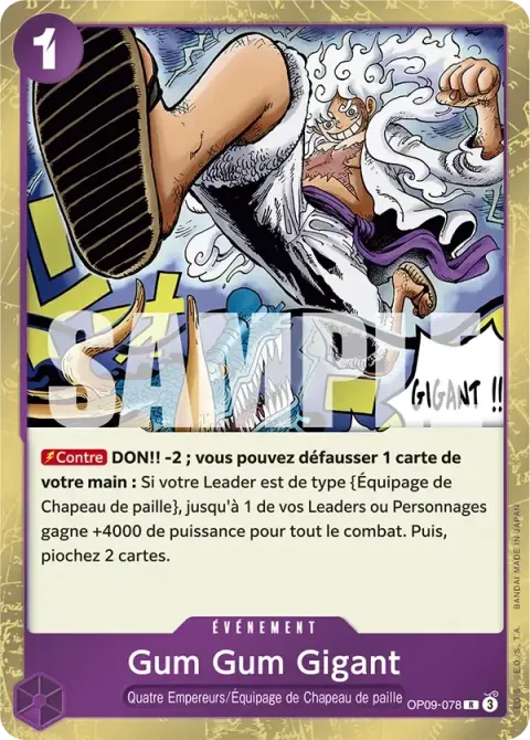 Carte One Piece Gum Gum Gigant OP09-078, extension Les nouveaux empereurs