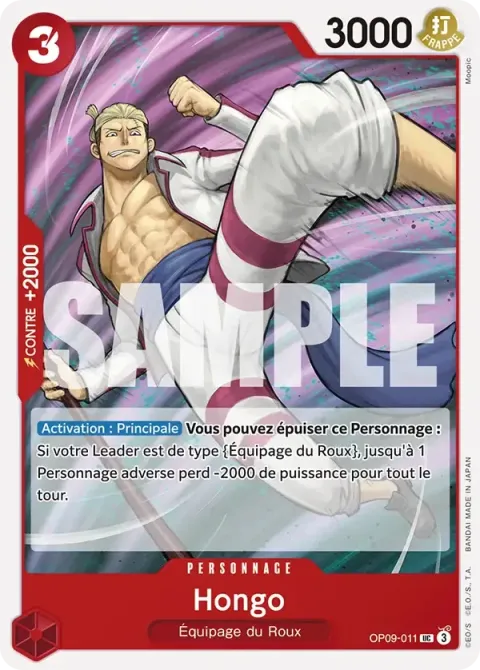 Carte One Piece Hongo OP09-011, extension Les nouveaux empereurs