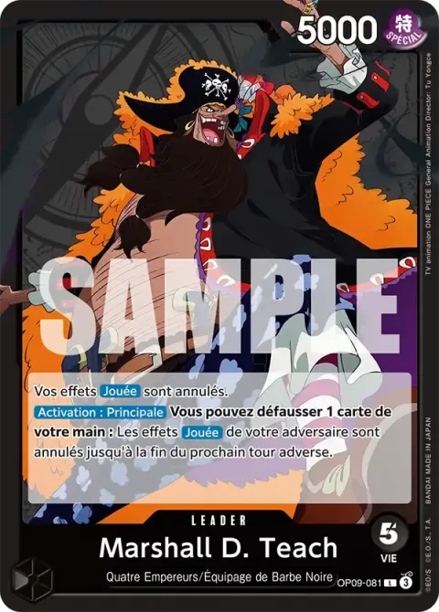 Carte One Piece Marshall D. Teach OP09-081, extension Les nouveaux empereurs