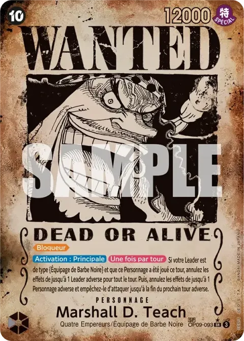 Carte One Piece Marshall D. Teach OP09-093 · parallèle 3, extension Les nouveaux empereurs