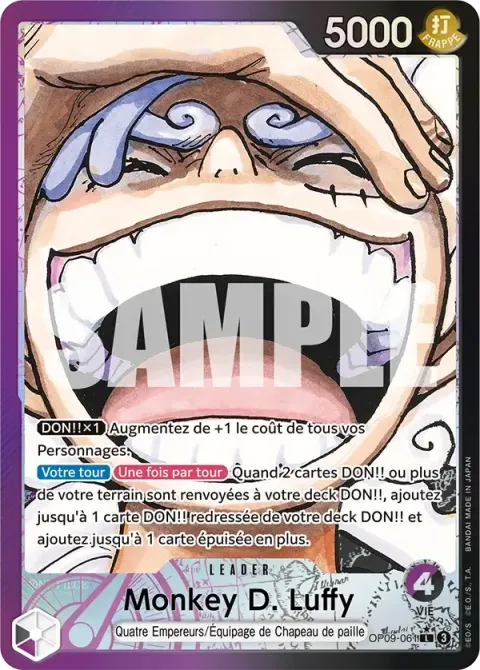 Carte One Piece Monkey D. Luffy OP09-061 · parallèle, extension Les nouveaux empereurs