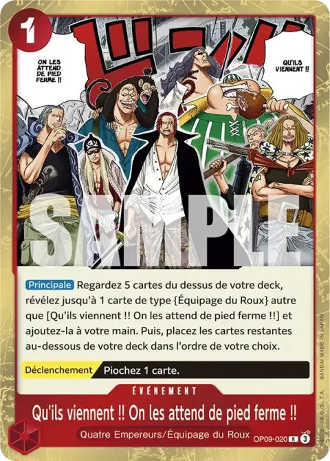 Carte One Piece Qu’ils viennent !! On les attend de pied ferme !! OP09-020, extension Les nouveaux empereurs
