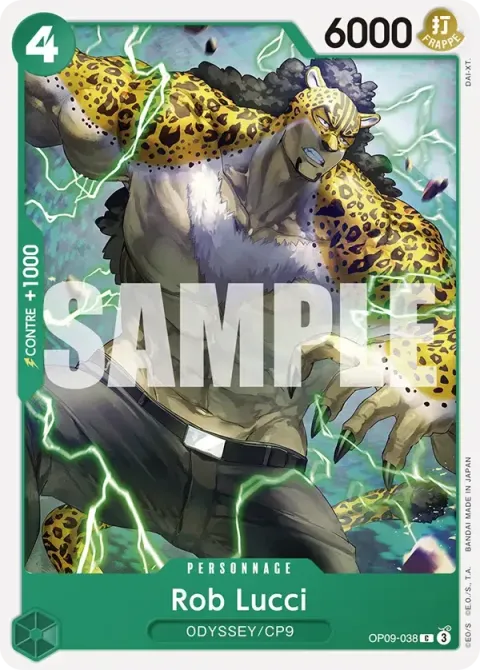 Carte One Piece Rob Lucci OP09-038, extension Les nouveaux empereurs