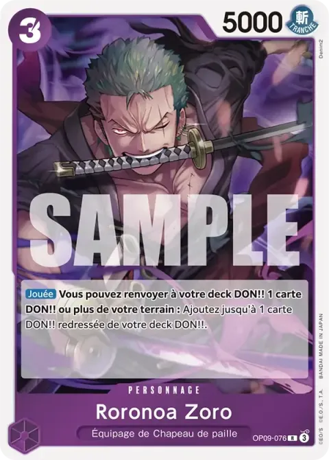 Carte One Piece Roronoa Zoro OP09-076, extension Les nouveaux empereurs