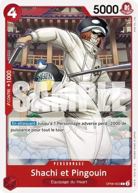 Carte One Piece Shachi et Pingouin OP09-003, extension Les nouveaux empereurs