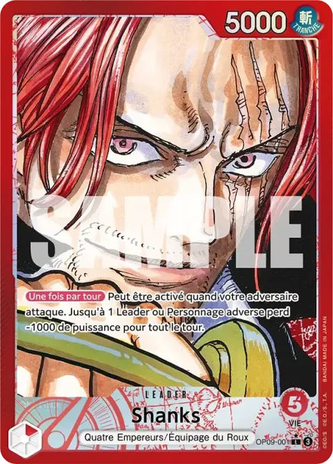 Carte One Piece Shanks OP09-001 · parallèle, extension Les nouveaux empereurs