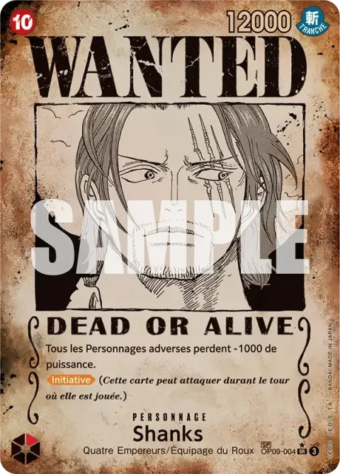 Carte One Piece Shanks OP09-004 · parallèle 3, extension Les nouveaux empereurs