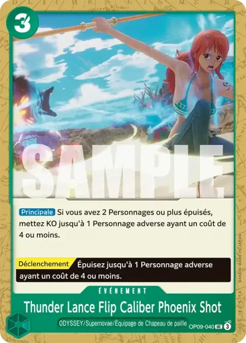 Carte One Piece Thunder Lance Flip Caliber Phoenix Shot OP09-040, extension Les nouveaux empereurs