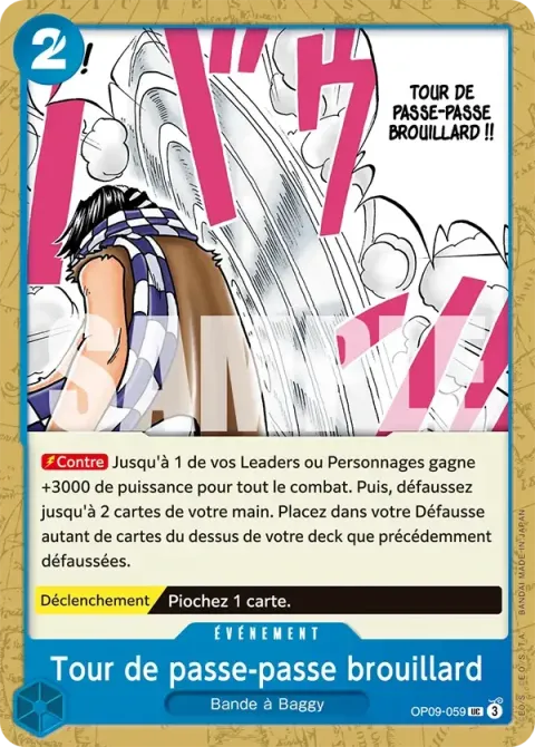 Carte One Piece Tour de passe-passe brouillard OP09-059, extension Les nouveaux empereurs