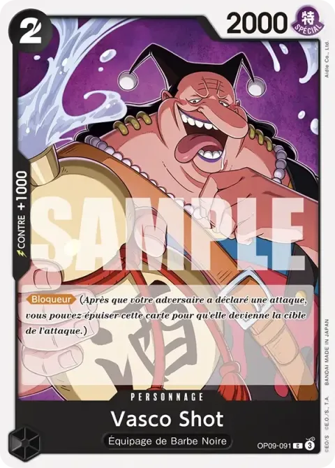Carte One Piece Vasco Shot OP09-091, extension Les nouveaux empereurs