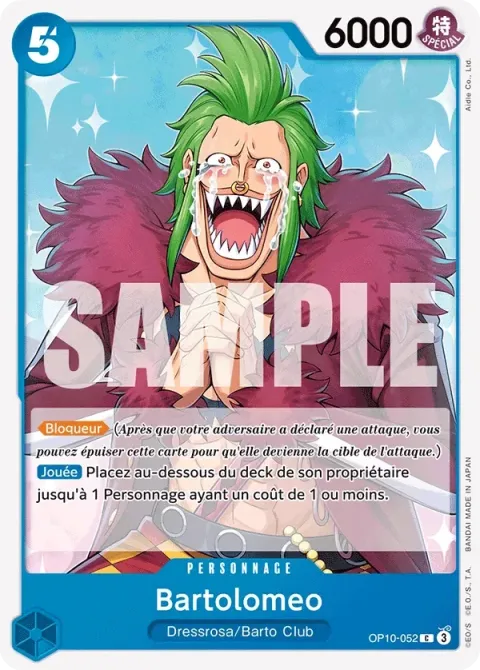 Carte One Piece Bartolomeo OP10-052, extension Sang royal